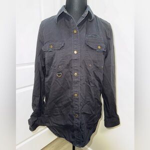 Lauren Ralph Lauren black button down long-sleeve top